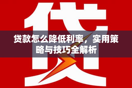 云安贷款怎么降低利率，实用策略与技巧全解析