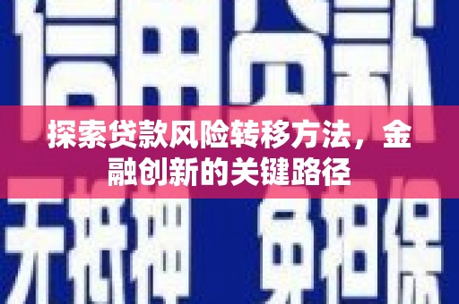 云安探索贷款风险转移方法，金融创新的关键路径